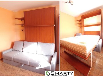 Murphy bed with sofa and shelf